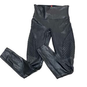 Spanx High Waisted Faux Leather Moto Leggings Black M